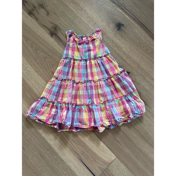 Oshkosh Girls Pink Multicolor Plaid Embroidered Sleeveless Sundress Size 3T - Picture 1 of 6